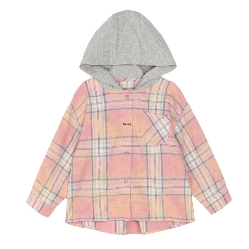 LUSON Girls  Hooded Plaid Shirt 100