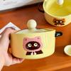 Cute cat ceramic instant noodle bowl with lid student dormitory instant noodle bowl large capacity snail powder personal special bowl