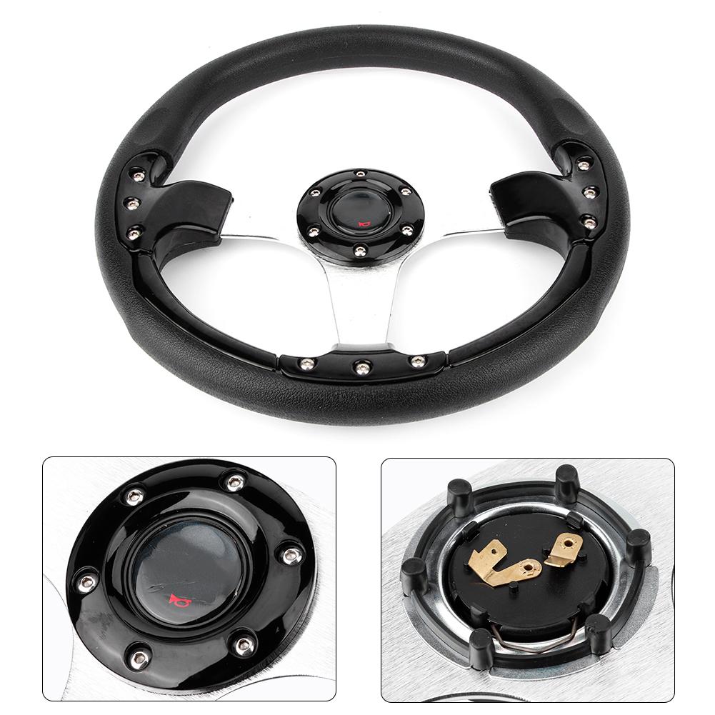 13.4in PU Car Racing Steering Wheel Sports Drifting Wheel Universal Modified Parts Black 34cm 13.4in