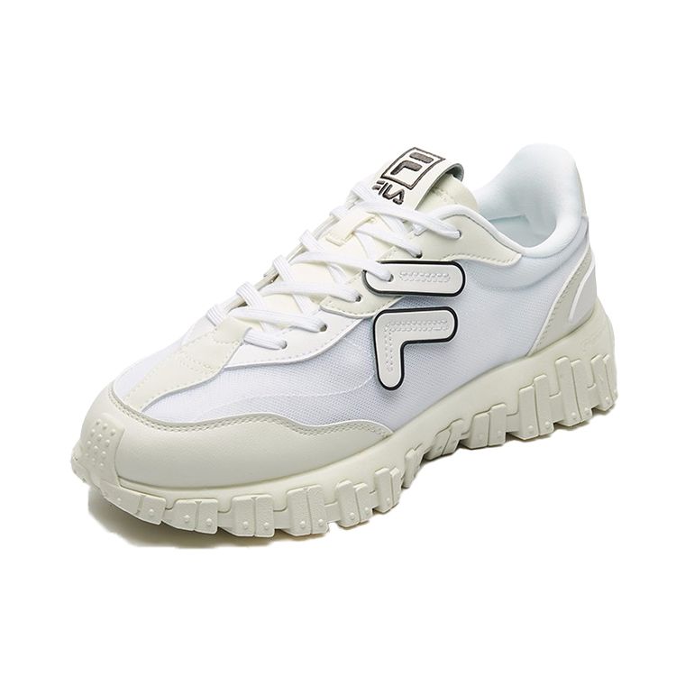 FILA Fusion Heritage Running Fabric Synthetic Leather Thick Sole Casual Low Top Dad Shoes Women sneaker White T12W131103FWV