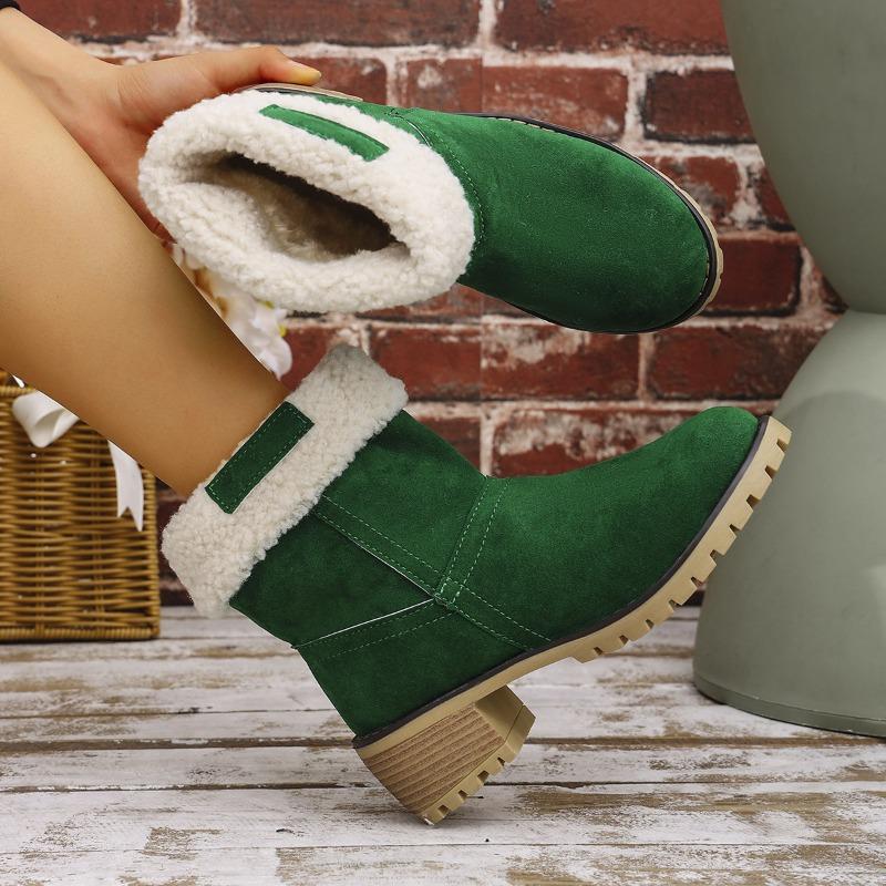 Winter New Medium Boots Lamb Wool Cotton Shoes Plush Thickened Women