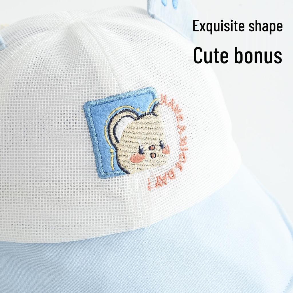 Adorable Cartoon Baby Mesh Sun Hat - Breathable, Windproof, Outdoor Bucket Design