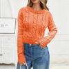 Women's Fashion Solid Color Round Neck Knitted Pullover Long Sleeve Sweater