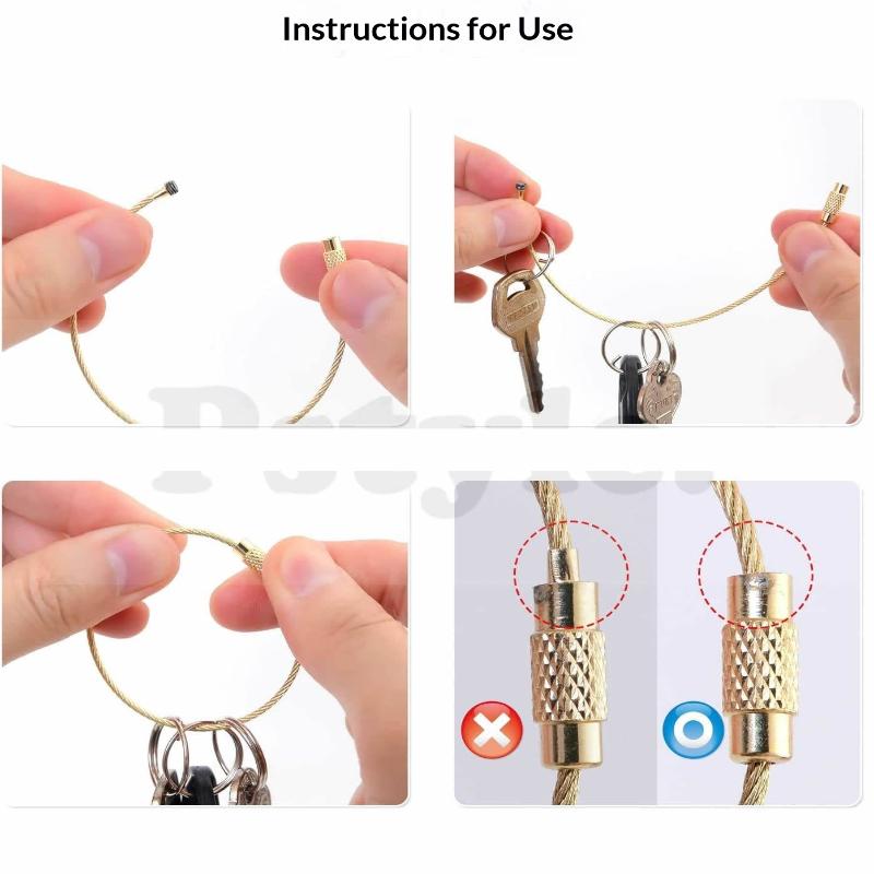 Gold-Plated Wire Ring Universal Tag For Bags And Cartoon Keys, Stainless Steel Electroplated Wire Chain