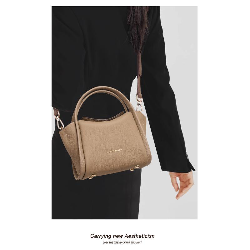 New Crossbody Hand-held Leather Women's Cabbage Basket Bucket Bag Light Luxury Handbag Bag