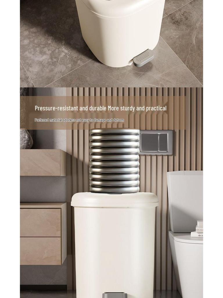 Cream Pedal Trash Can for Home, Kitchen, Bedroom & Bathroom - Large Capacity