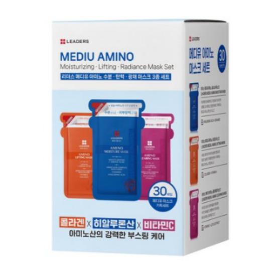 Leaders Mediu Amino Moisture Lifting Radiance Mask Set 3 Types x 10pcs