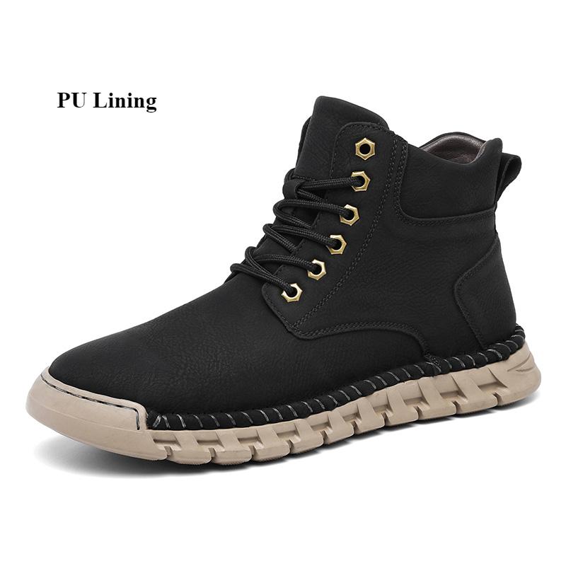 Handmade Men's High-top Boots Ankle Leather Shoes Outdoor Hiking Boots Sneakers Footwear Autumn & Winter