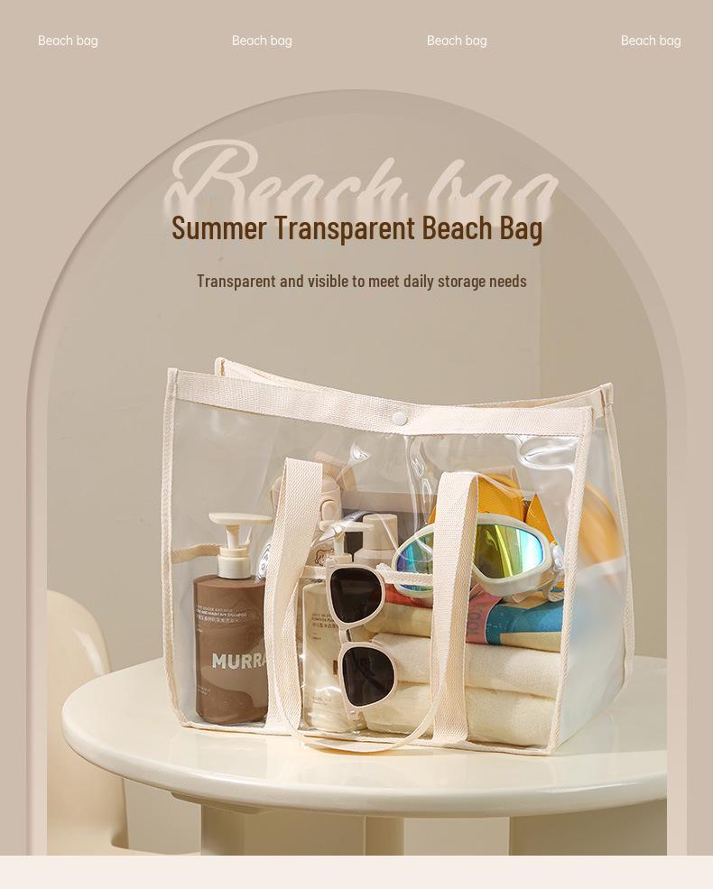 Große wasserdichte PVC-Strandtasche mit Knopfverschluss für Toilettenartikel & Kosmetik – Ideal zum Schwimmen und für den Außenbereich