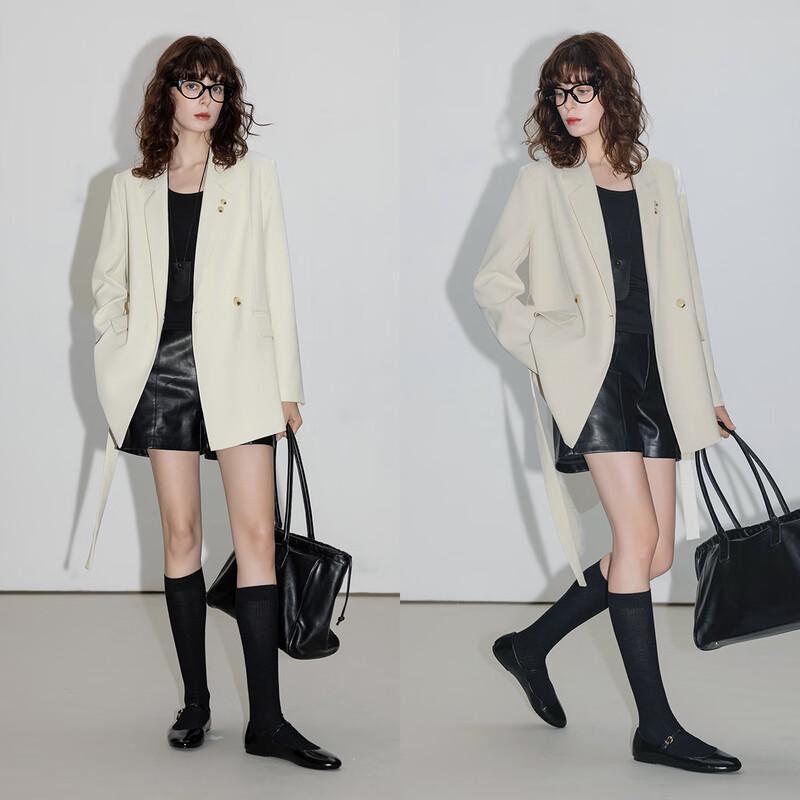 

Women s Designer Commuter Blazer with Double-Layer Collar L