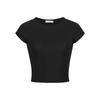 Front Shoulder Crew Neck Spice Girl Open Button Short Sleeve T-shirt, Summer New Short Top Women