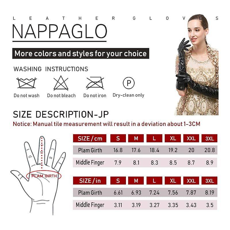 Used [NEW] [Nappaglo] Women's Short Fingerless Leather Gloves, Winter Inner Warm Insulation, Cold Protection, Sports, Driving Gloves (M, Red (Silk