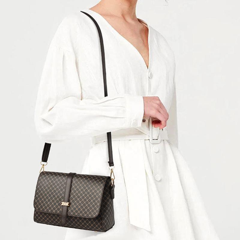 New Grid Printed Middle-aged And Elderly Women's Shoulder Crossbody Bag Fashionable And Versatile Mom Bag