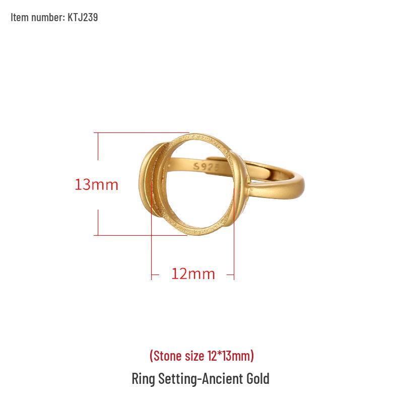 

S925 Sterling Silver Open Ring Setting for DIY Amber - 4*4 to 10*12mm - Unisex Design
