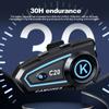 C20 Motorcycle Helmet Bluetooth Headset with Ambient Light Waterproof Music Player 1200mAh BT5.3 Motor Headphone Handsfree Call