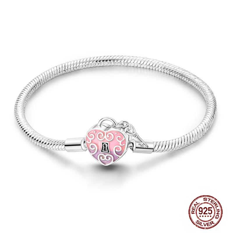 Bracelet Silver 925 Original 17-20CM Star Moon Heart Butterfly Paw Print Zircon Bracelets Fit DIY Charms Birthday Jewelry Gifts
