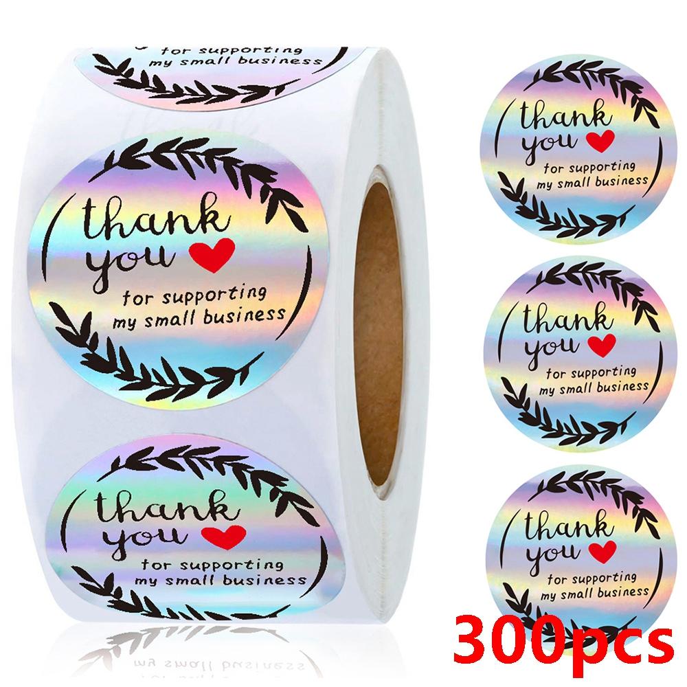 100-500Pcs Rainbow Laser Thank You Stickers 1Inch Small Business Stickers Adhesive Labels For Boutiques Wrapping Supplies