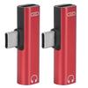 2Pcs 2 in 1 TypeC to 3.5mm Assist o Cable Wire Charger Headset Distributor Adapter(rouge )