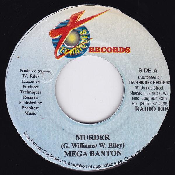 

7inch Record MEGA BANTON - Murder NONE Techniques 2000 Jamaica Reggae, Ska & Dub Used