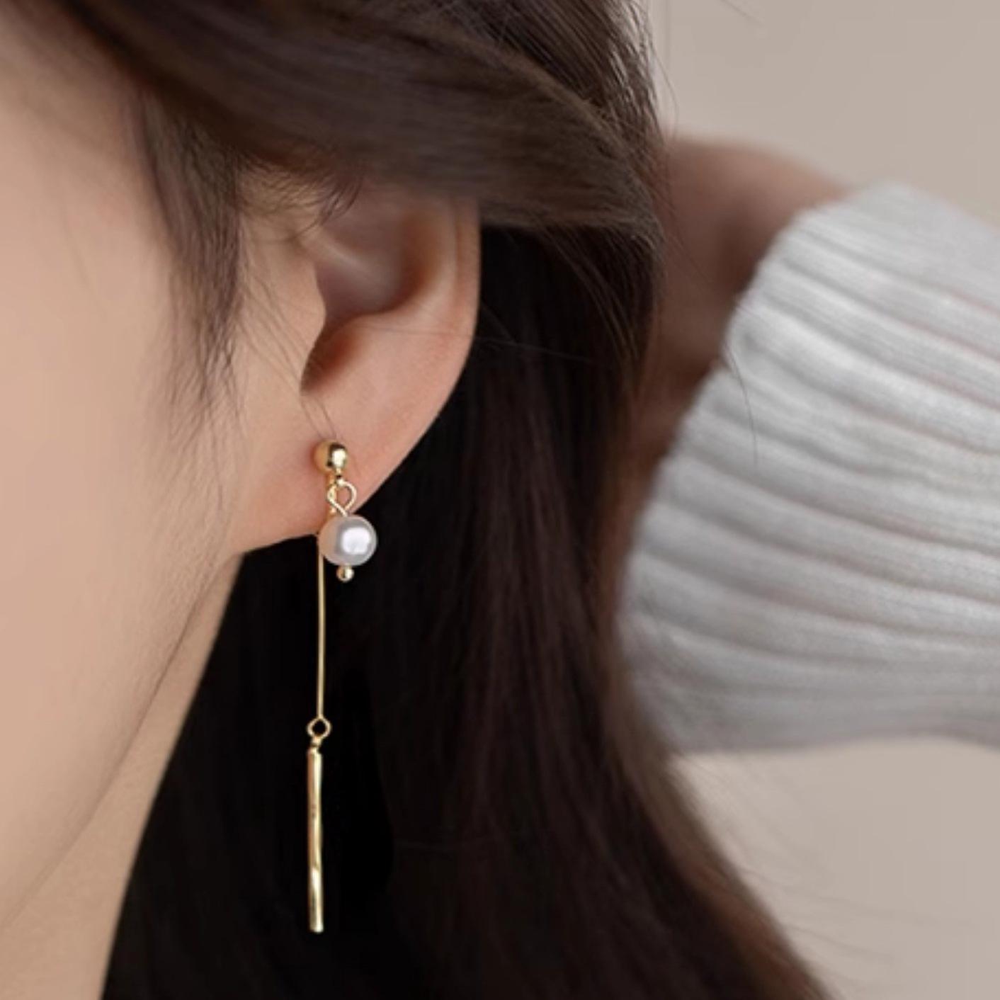 Elegant French-Style Pearl Tassel Ear Clip for Non-Pierced Ears