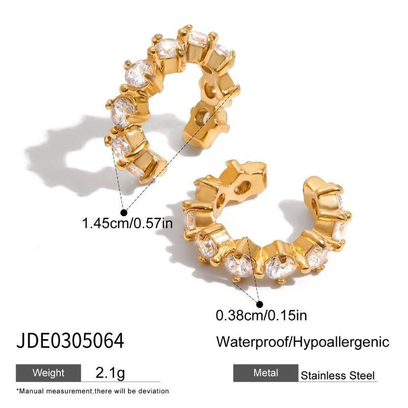 Stainless Steel Ear Clips, Women's Non-pierced Zirconia Earrings, Luxurious and High-end Style Earrings for Autumn and Winter.