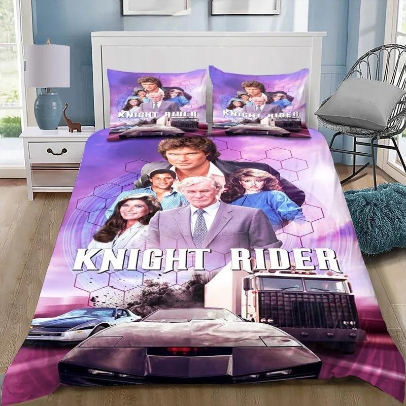 Knight Rider David Hasselh Impression Housse de couette Taie d'oreiller Ensemble de literie Style Maison Ensemble 2/3 Pièces Simple/Double/Queen Grande Taille Cadeau 135x200cm (2pcs)