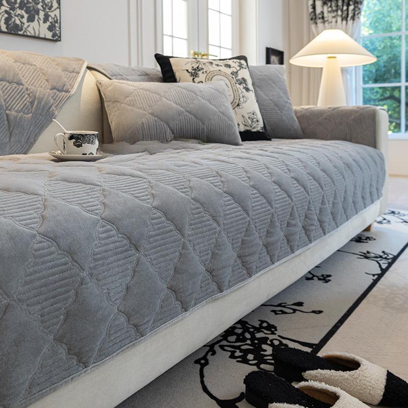 Nordic Solid Color Sofa Cushion Four Seasons Universal Sofa Cushion Simple Crystal Velvet Non-Slip Sofa Cover Cover Towel