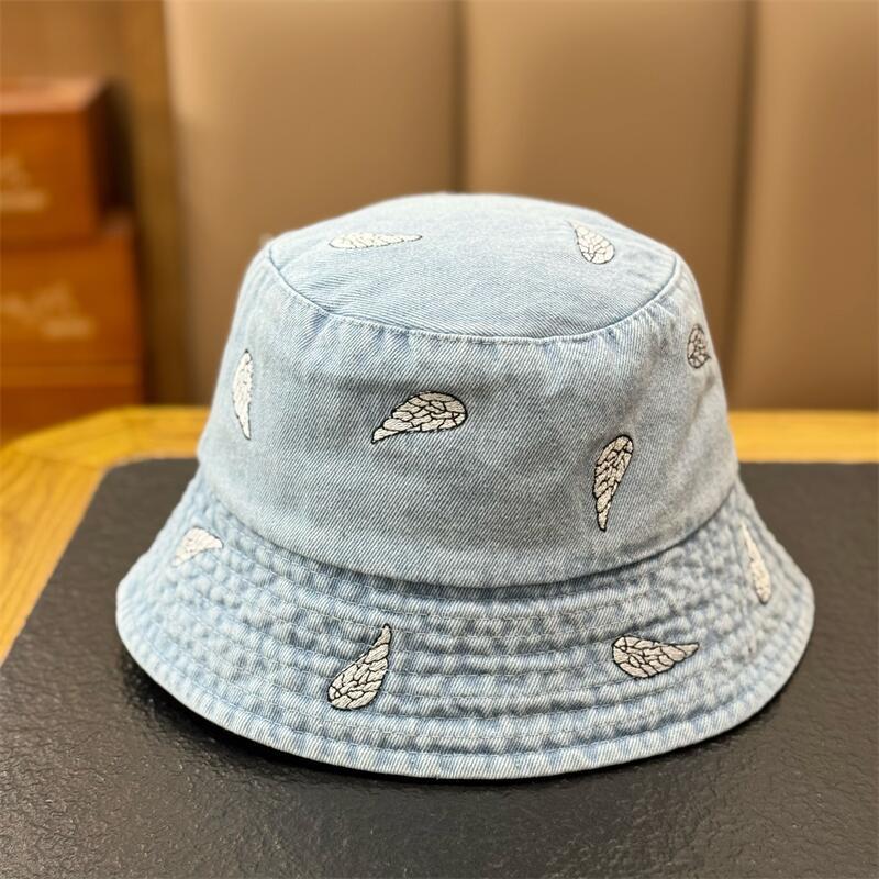 Vintage Paisley Denim Bucket Hat Women Men Washed Cotton Sun Protection Fisherman Cap Korean Style Outdoor Retro Basin Hat