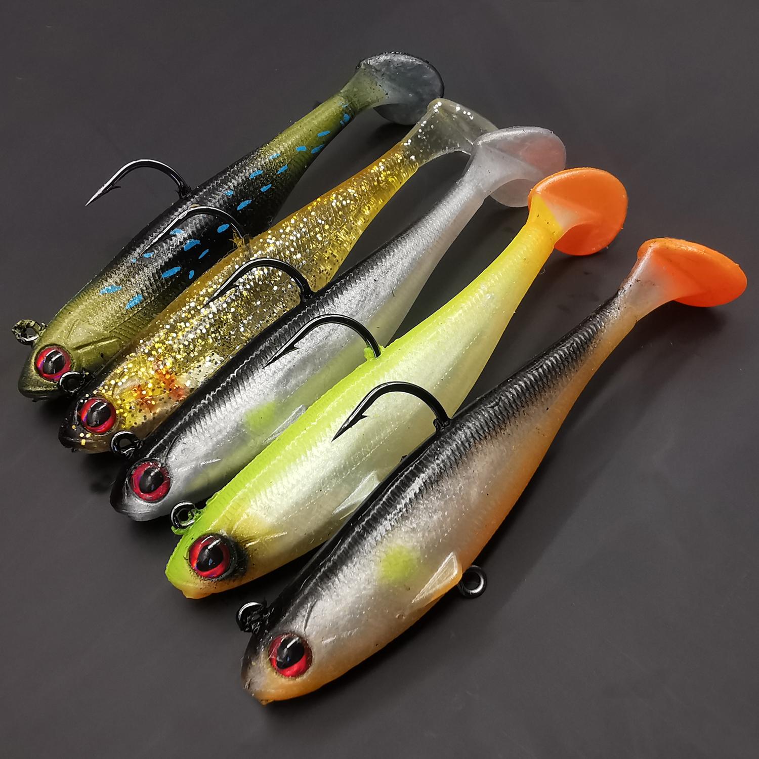 

5 шт. Набор мягких рыболовных приманок Мягкий свимбейт для ловли окуня Премиальная рыболовная приманка для пресной и соленой воды Песка