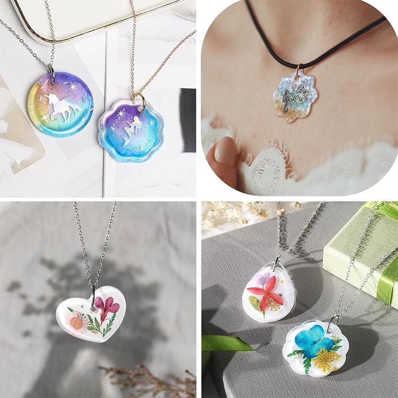 WTEMPO Creative DIY Soft Durable Silicone Mold with Hole 16 Cavities UV Resin Hanging Pendants Making Mold for Beginner Ornaments Epoxy Resin Molds