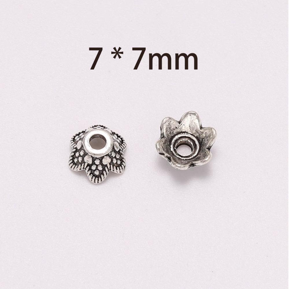 50pcs/Lot 7mm 6 Petals Beads Caps Flower Carved Loose Sparer End Bead Caps Cone For DIY Jewelry Making Findings Earrings