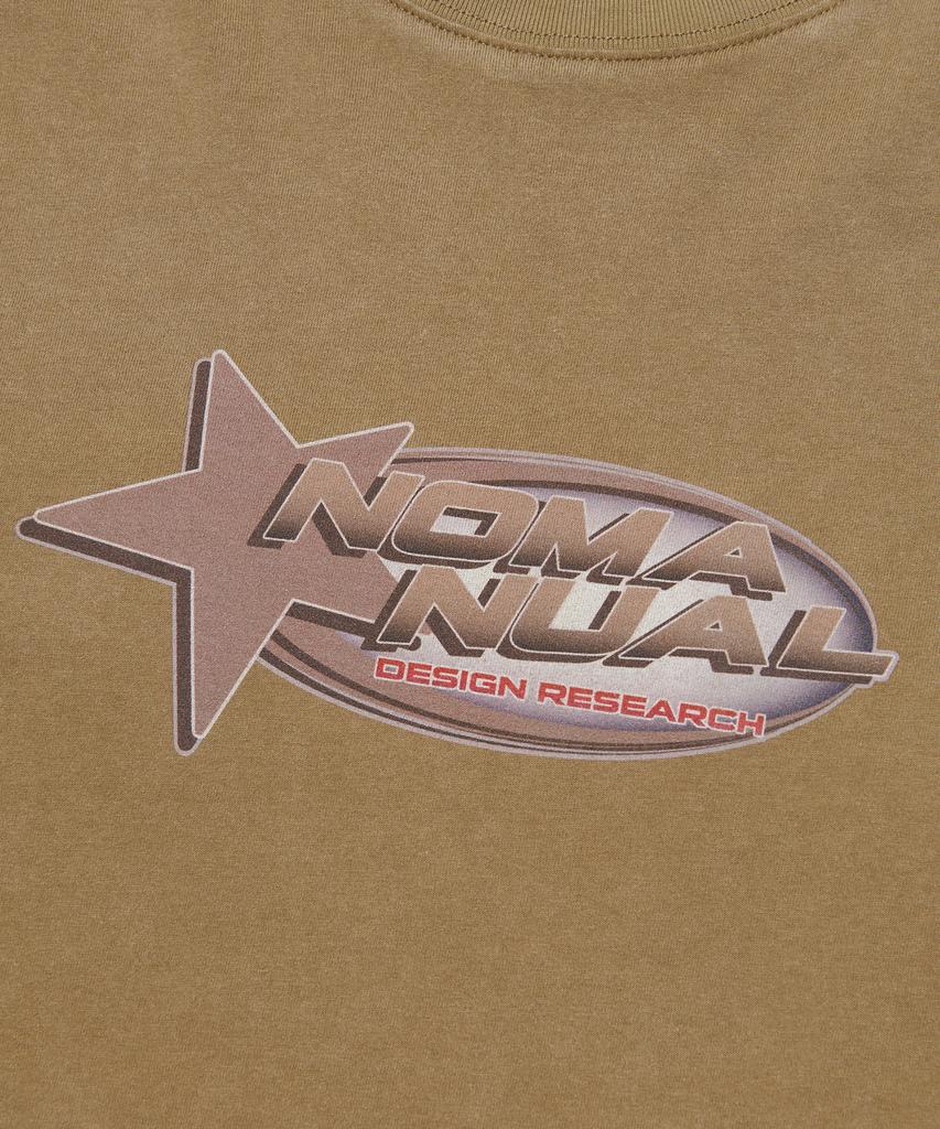 NOMANUAL Star Logo Vintage Long Sleeve Tee - Washed Brown