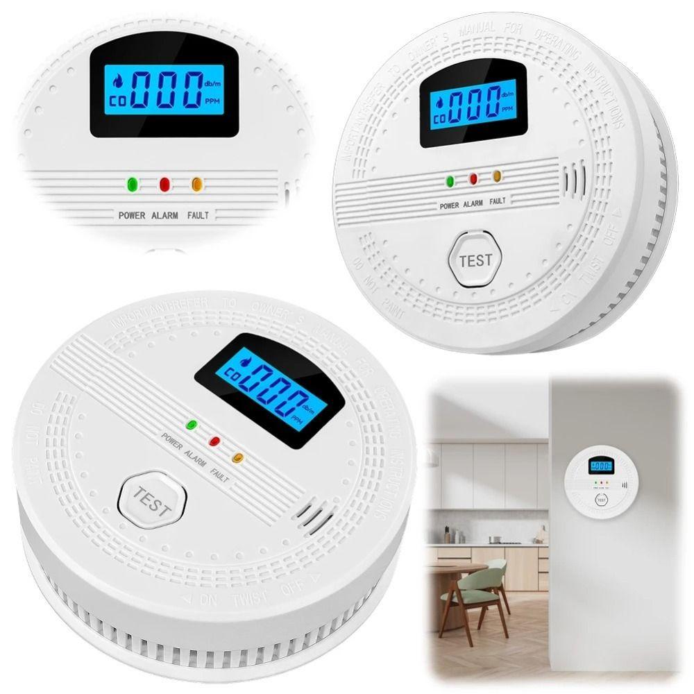 LED Indicator Fire CO Alarm LCD Digital Display CO Gas Monitor Alarm Portable CO Sensor  Home Use