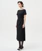 Pelimela Boat Neck Tie H-Line Midi Dress (Black)