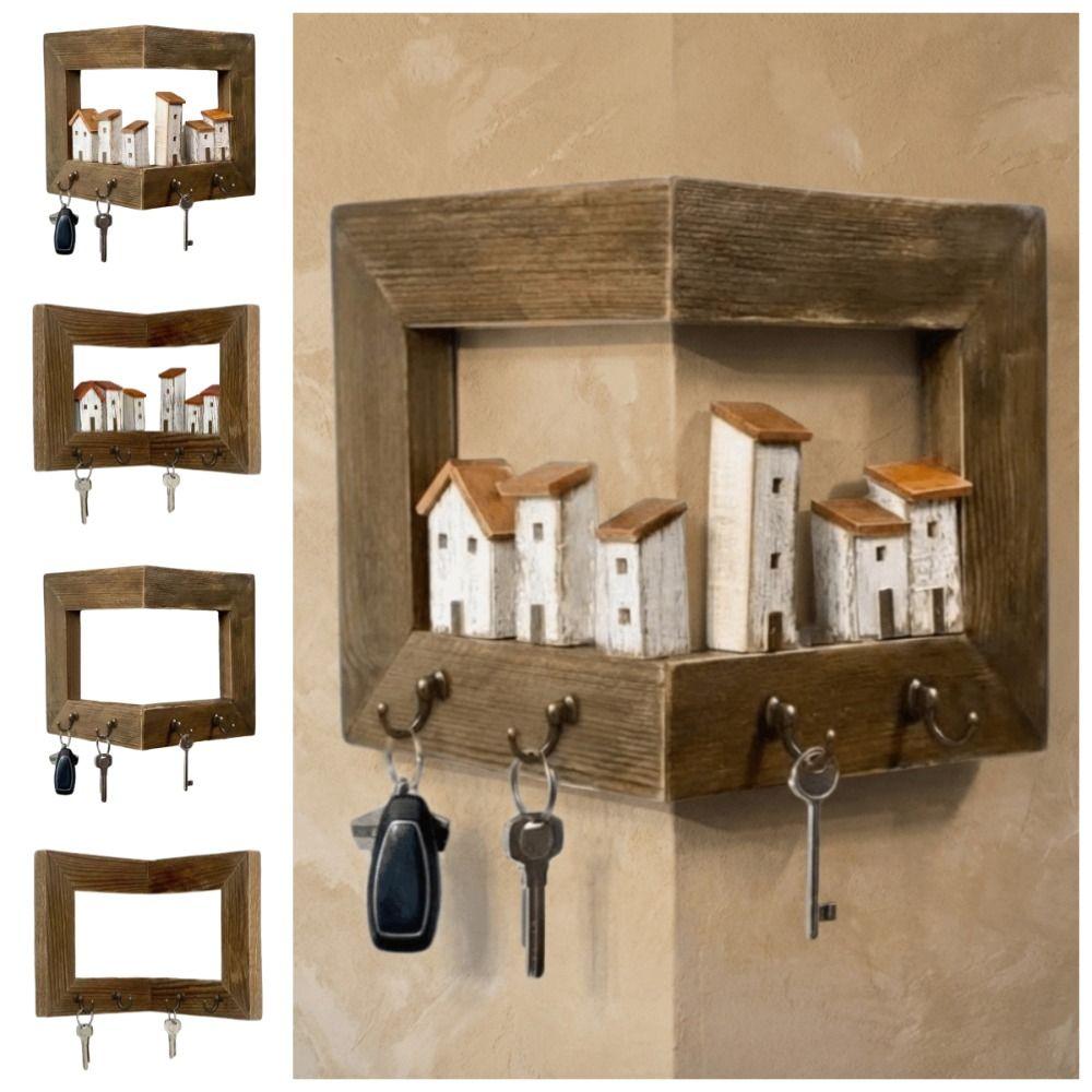 Wall-mounted Key Hook Rack Rural Style Sundries Storage Holder Housewarming Gift
