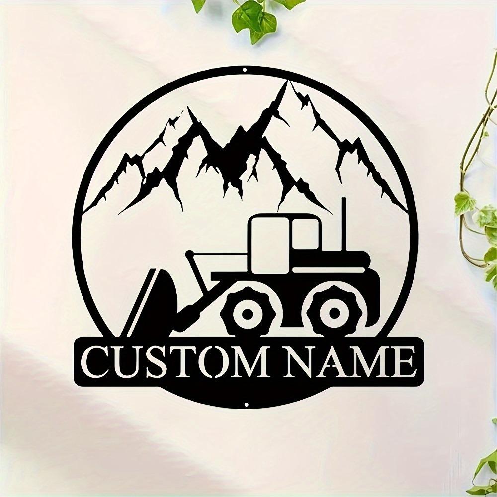 Metal Wall Sculpture Excavator Mountain Custom Name Number Personalized Gift Art Sign