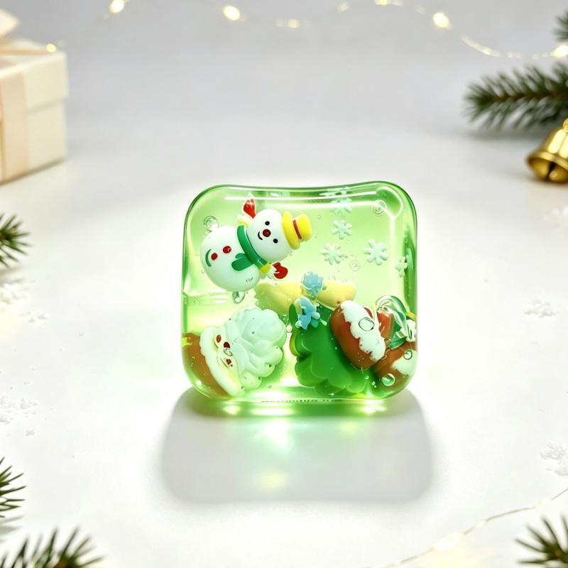 Cute Santa Reindeer Maltose Ice Block Fidget Toy Soft Slow‑Rebound Squeeze Stress Relief Toy Christmas Party Gift