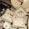 Cute Coral Velvet Bow Tie Embroidery Hanging Hand Towel for Bathroom No-shedding Double-layer Absorbent Quick-dry Kitchen Towel