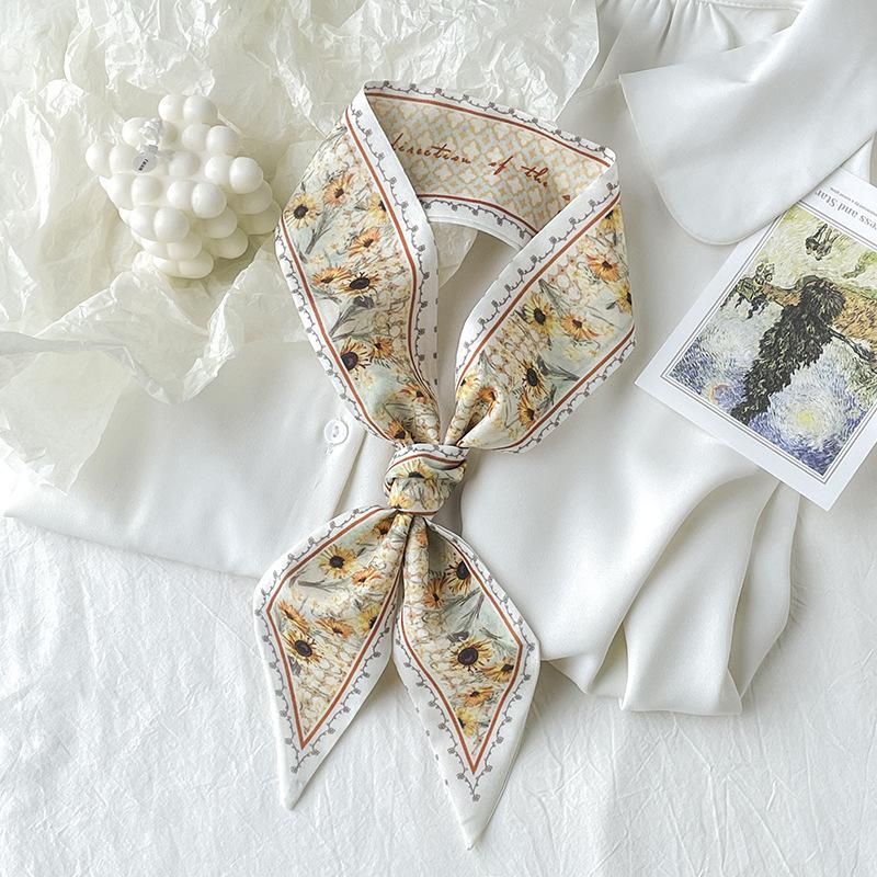 

Retro Floral Ribbon Hair Tie & Silk Scarf Accessory 6*90CM