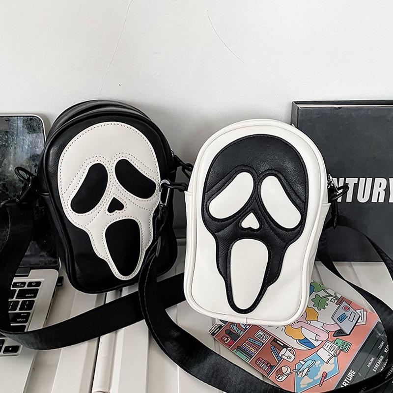 Trendy Ghost Skull Crossbody Bag Small Pu Shoulder Bag For Men And Women