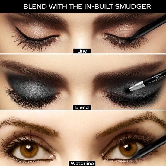 FACESCANADA Ultime Pro Intense Gel Kajal With Smudger & Sharpener - Black,1.2 G|24 Hr Long Stay|Waterproof & Smudgeproof|3-In-1 Kajal