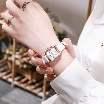 Damen-Quarzuhr mit quadratischem Zifferblatt, Kunstlederarmband, für Freizeit, Business, formelle Kleidung, Modeschmuck, Accessoire, Geburtstagsgeschenk