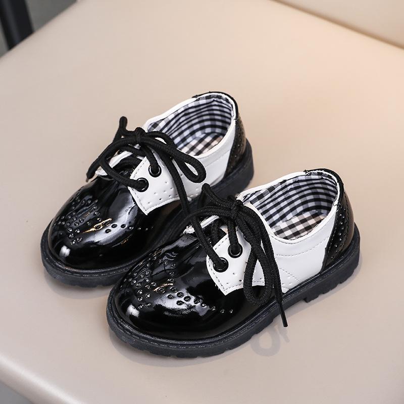 New Children's Leather Shoes, Student Performance Shoes, Lace-up Fashion Girls' Patent Leather Single Shoes, Children's Shoes, Boys' Leather Shoes