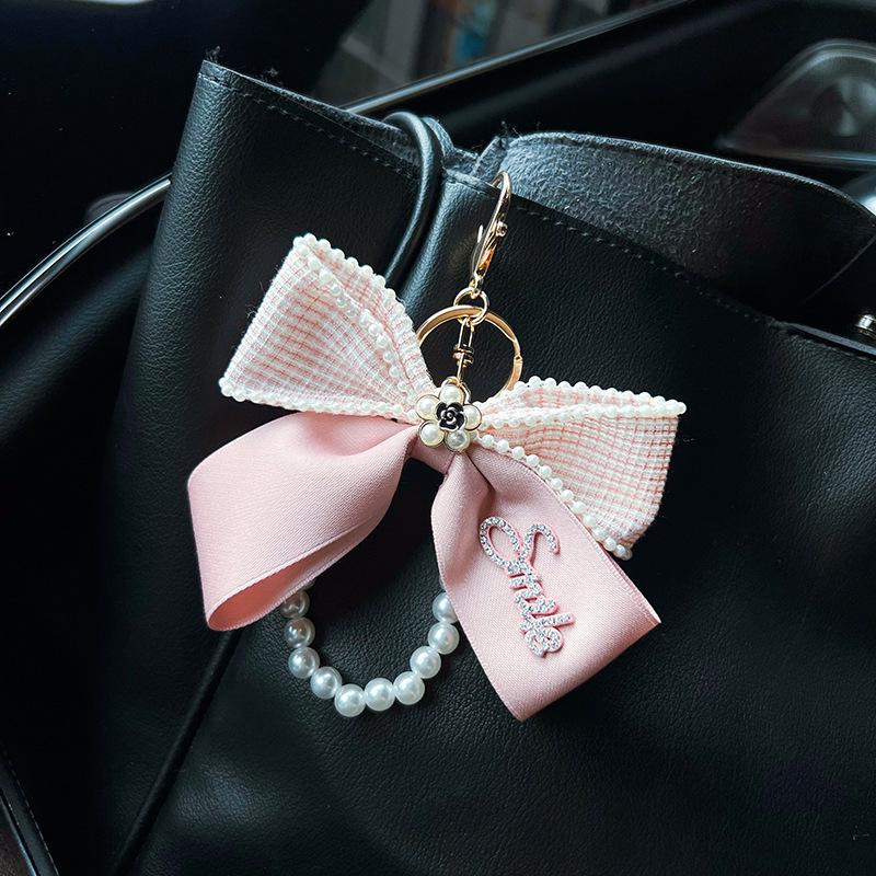 Camellia Bow & Pearl Keychain Pendant for Bags