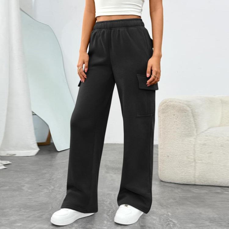 Women Utility Trousers Casual Fashion High Waisted Wide Leg with Pockets