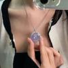 Gentle Natural Ice Chalcedony Violet Necklace for Women Gorgeous High Quality Crystal Light Purple Pendant Jewelry