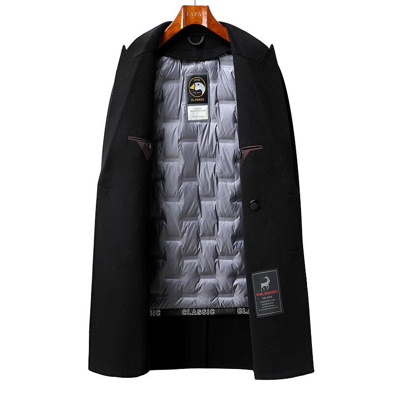 FAPAI Men's Reversible Wool Blend Mid-Length Overcoat