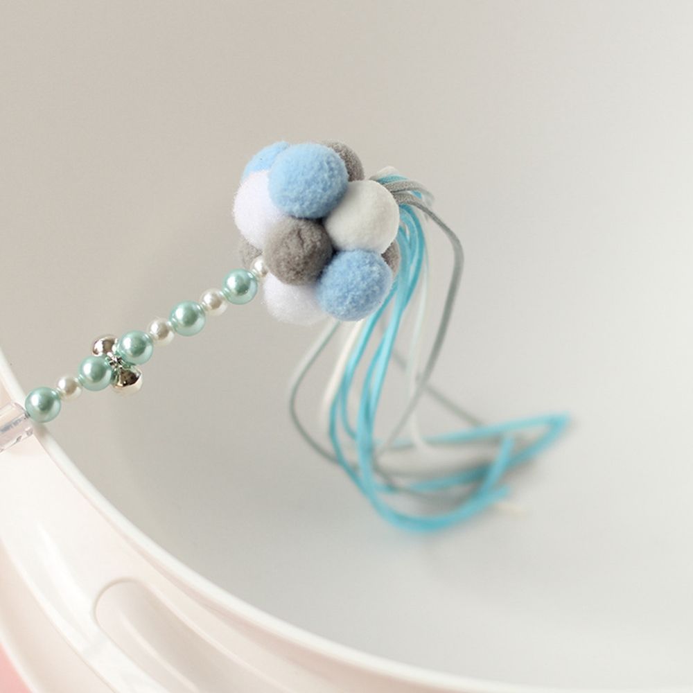 Pet Tassel Wand With Pompom And Bell Cat Teaser Wand Beaded Kitten Teaser Stick Kitten Interactive Toy Colorful Pet Supplies