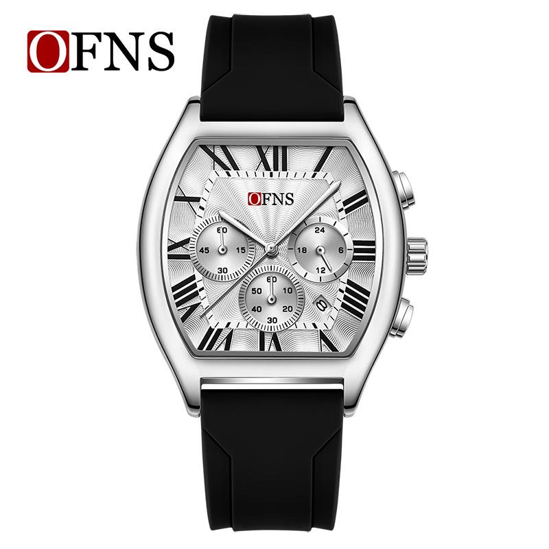 European Wine Barrel Style Men's Waterproof Roman Numeral Chronograph Quartz Watch with Calendar