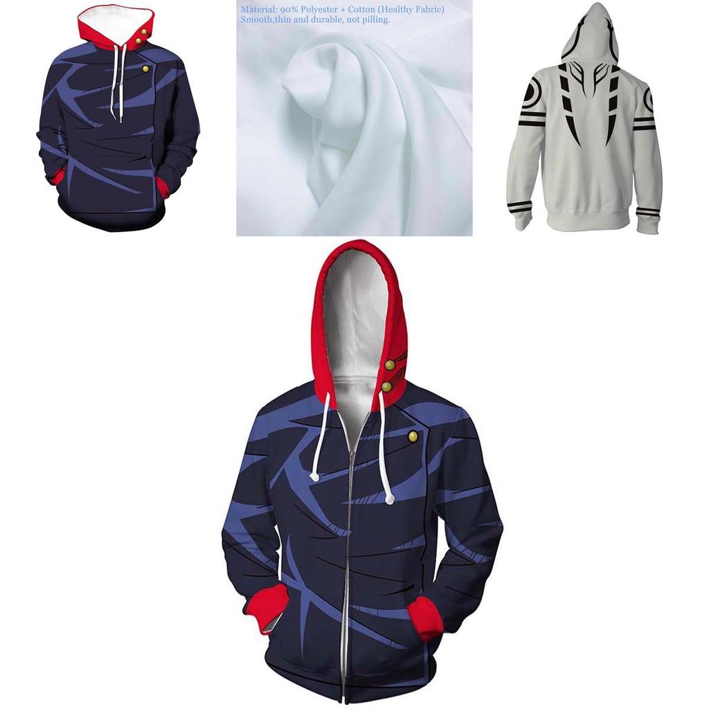 Stilvolle Jujutsu Kaisen Hoodies für Herren mit lebhaftem 3D-Druckdesign